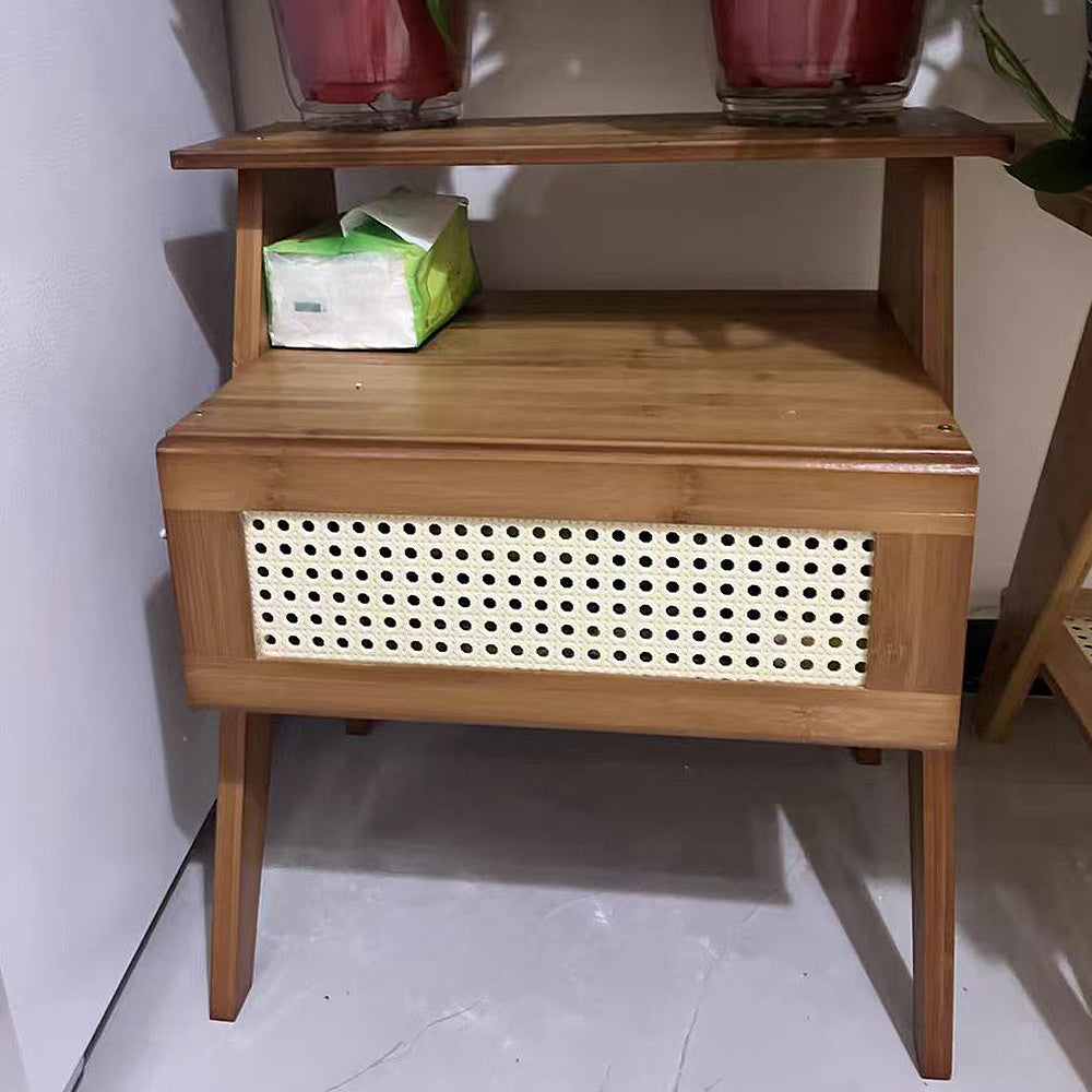 Mesa de Cabeceira Multifuncional de Bambu