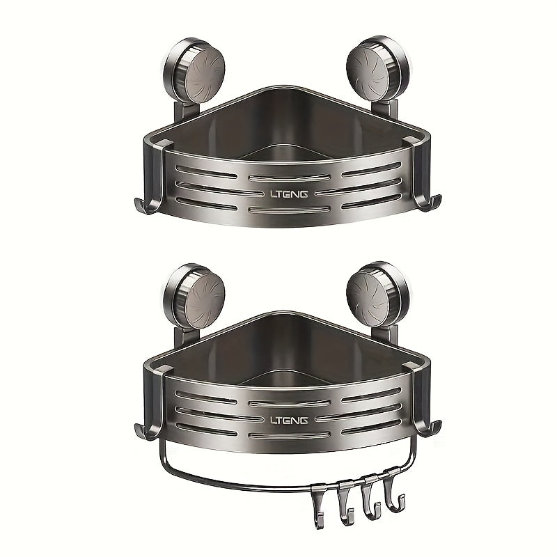 Conjunto de 2 Cestos Triangulares de Ventosa para o Banheiro