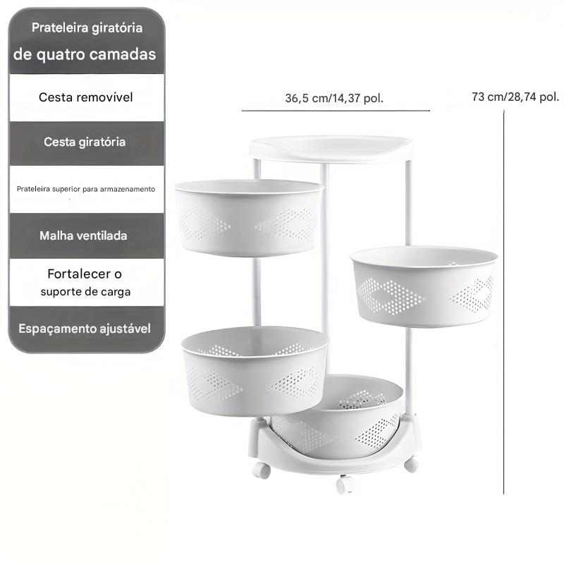 1pc Prateleiras E Prateleiras Para Transporte E Armazenamento De Alimentos Comerciais, Suporte De Armazenamento Circular Multicamadas Rotativo, Armazenamento Prático E Comercial De Vegetais E Frutas Com Rodas