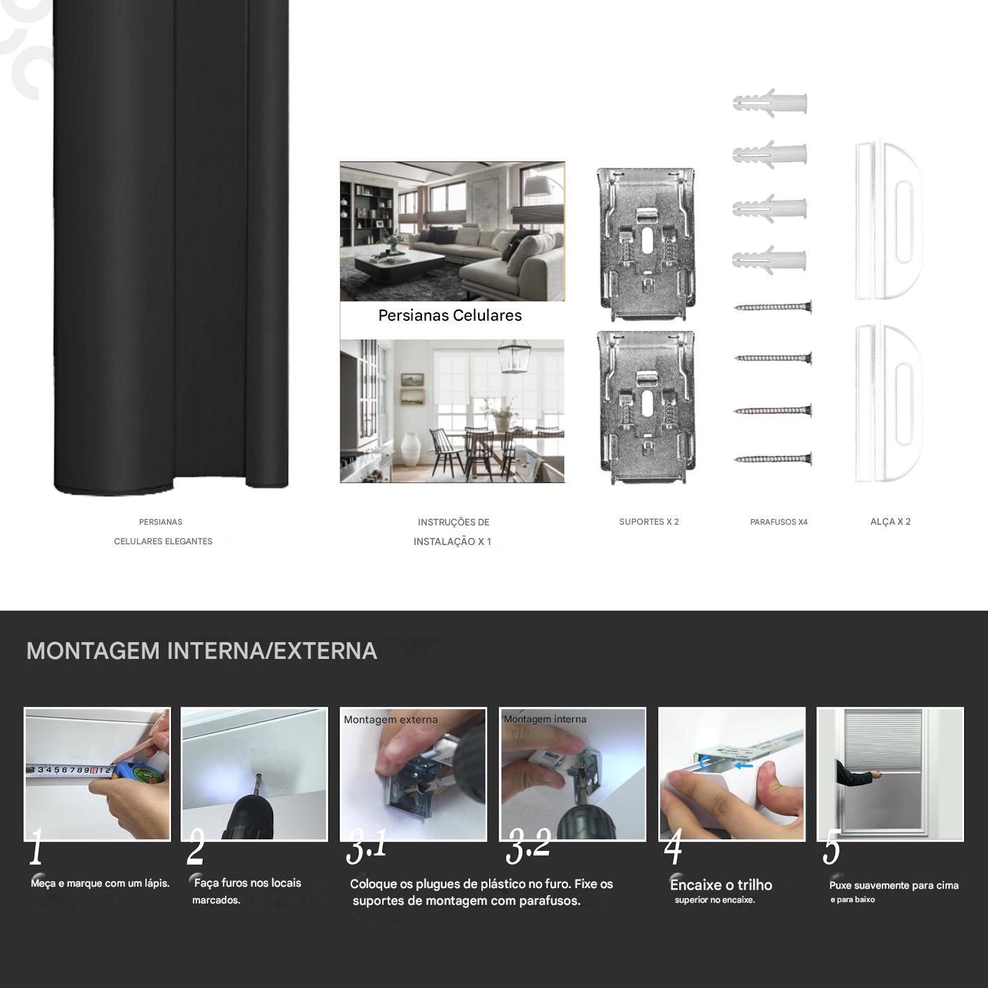 Persianas Automatica XIRUI Sem Fio - Cortinas Térmicas de Colmeia para Redução de Ruído