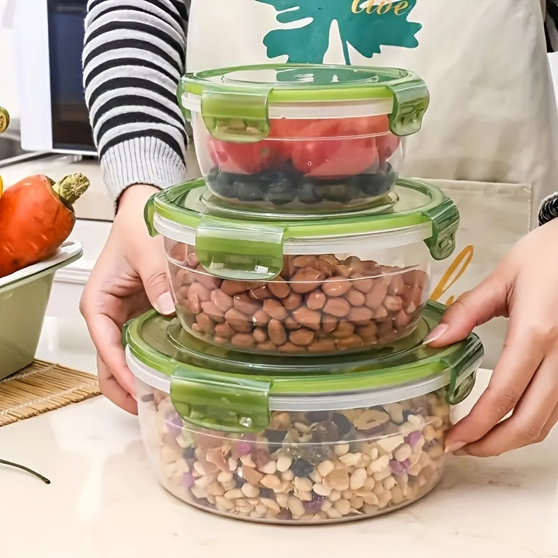 Conjunto de Recipientes para Armazenamento de Alimentos com Tampas para 4, Tigelas de Mistura de Plástico, Recipientes de Armazenamento Herméticos, Empilháveis, à Prova de Vazamentos e Reutilizáveis para Cozinha, Livres de BPA, Seguros para Micro-ondas, C