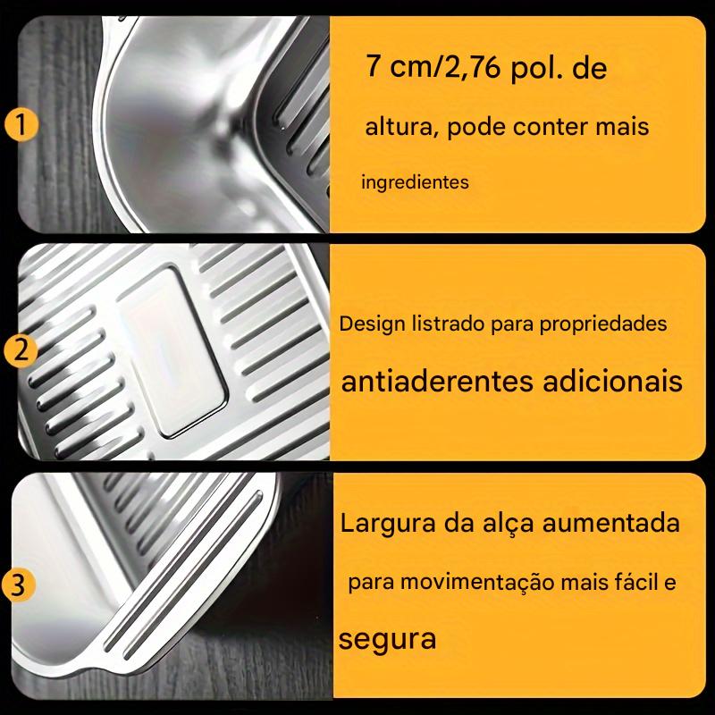 Conjunto de 2 ou 1 Panelas para Grelhar em Aço Inoxidável e Ferro Retangulares com Tampas, Alças, Para Assar, Servir, Antiaderente, Uso Doméstico e Comercial, Restaurante, Acampamento, Utensílios de Cozinha, Laváveis na Máquina de Louça - Essenciais da Co