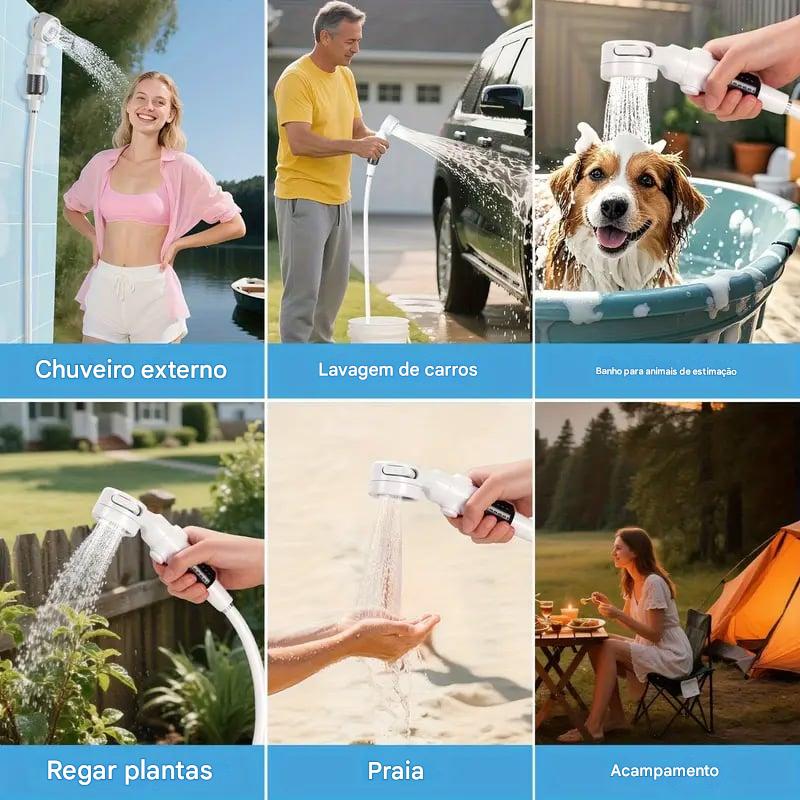 Chuveiro Elétrico Portátil para Acampamento ao Ar Livre