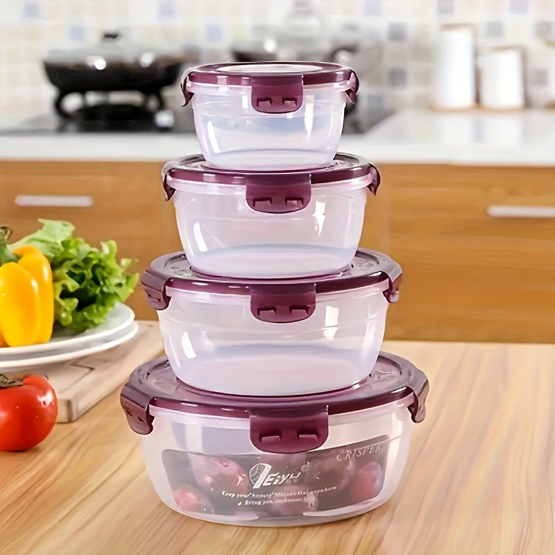 Conjunto de Recipientes para Armazenamento de Alimentos com Tampas para 4, Tigelas de Mistura de Plástico, Recipientes de Armazenamento Herméticos, Empilháveis, à Prova de Vazamentos e Reutilizáveis para Cozinha, Livres de BPA, Seguros para Micro-ondas, C