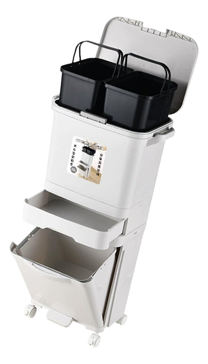 42l Lixo Da Cozinha Pode Dobrar Lixo Lata 3 Buckets Internos