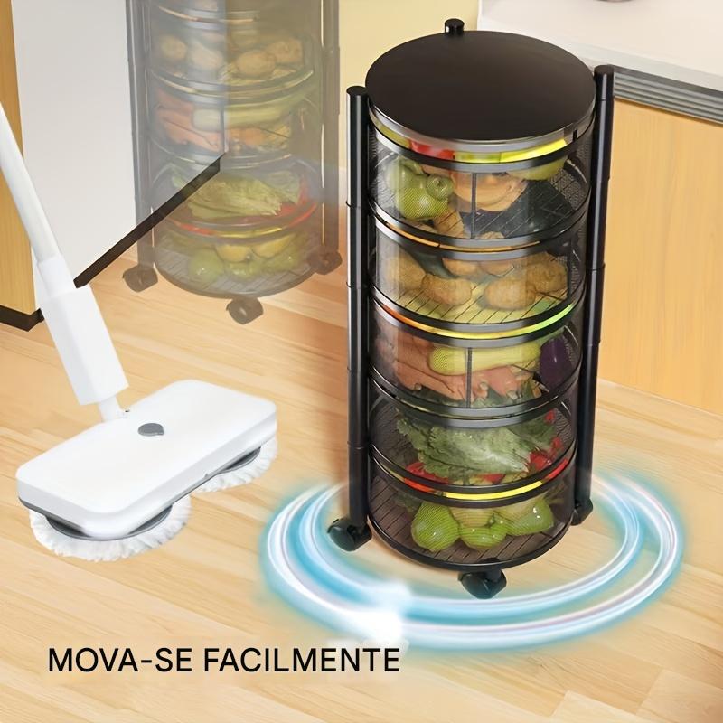 1pc Prateleiras E Prateleiras Para Transporte E Armazenamento De Alimentos Comerciais, Suporte De Armazenamento Circular Multicamadas Rotativo, Armazenamento Prático E Comercial De Vegetais E Frutas Com Rodas