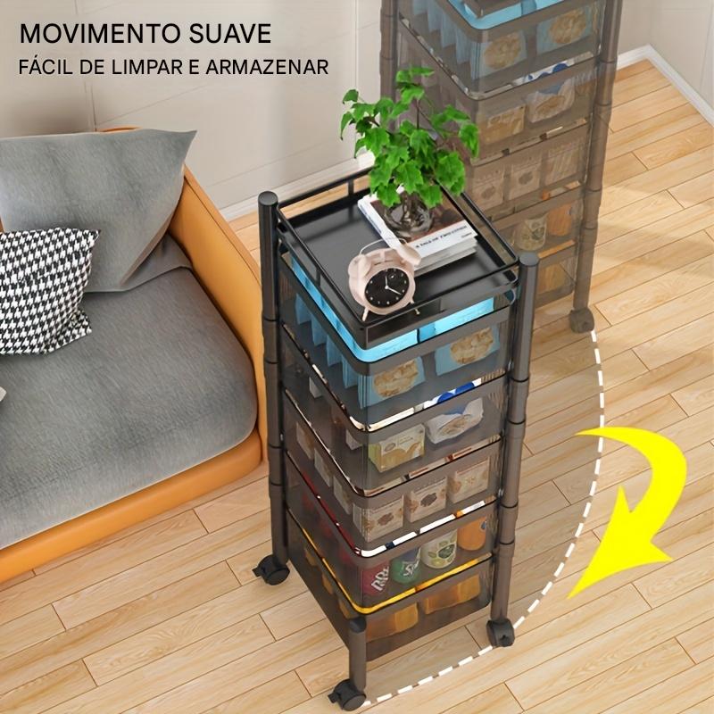 1pc Prateleiras E Prateleiras Para Transporte E Armazenamento De Alimentos Comerciais, Suporte De Armazenamento Circular Multicamadas Rotativo, Armazenamento Prático E Comercial De Vegetais E Frutas Com Rodas