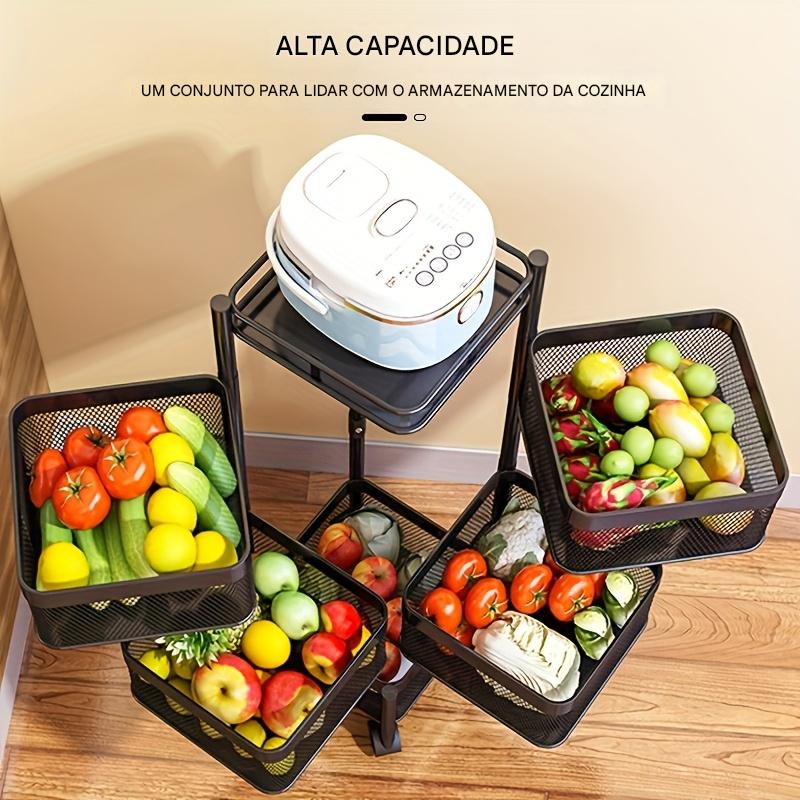 1pc Prateleiras E Prateleiras Para Transporte E Armazenamento De Alimentos Comerciais, Suporte De Armazenamento Circular Multicamadas Rotativo, Armazenamento Prático E Comercial De Vegetais E Frutas Com Rodas