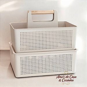 CESTO ORGANIZADOR FLOW BEGE 34X27X13CM