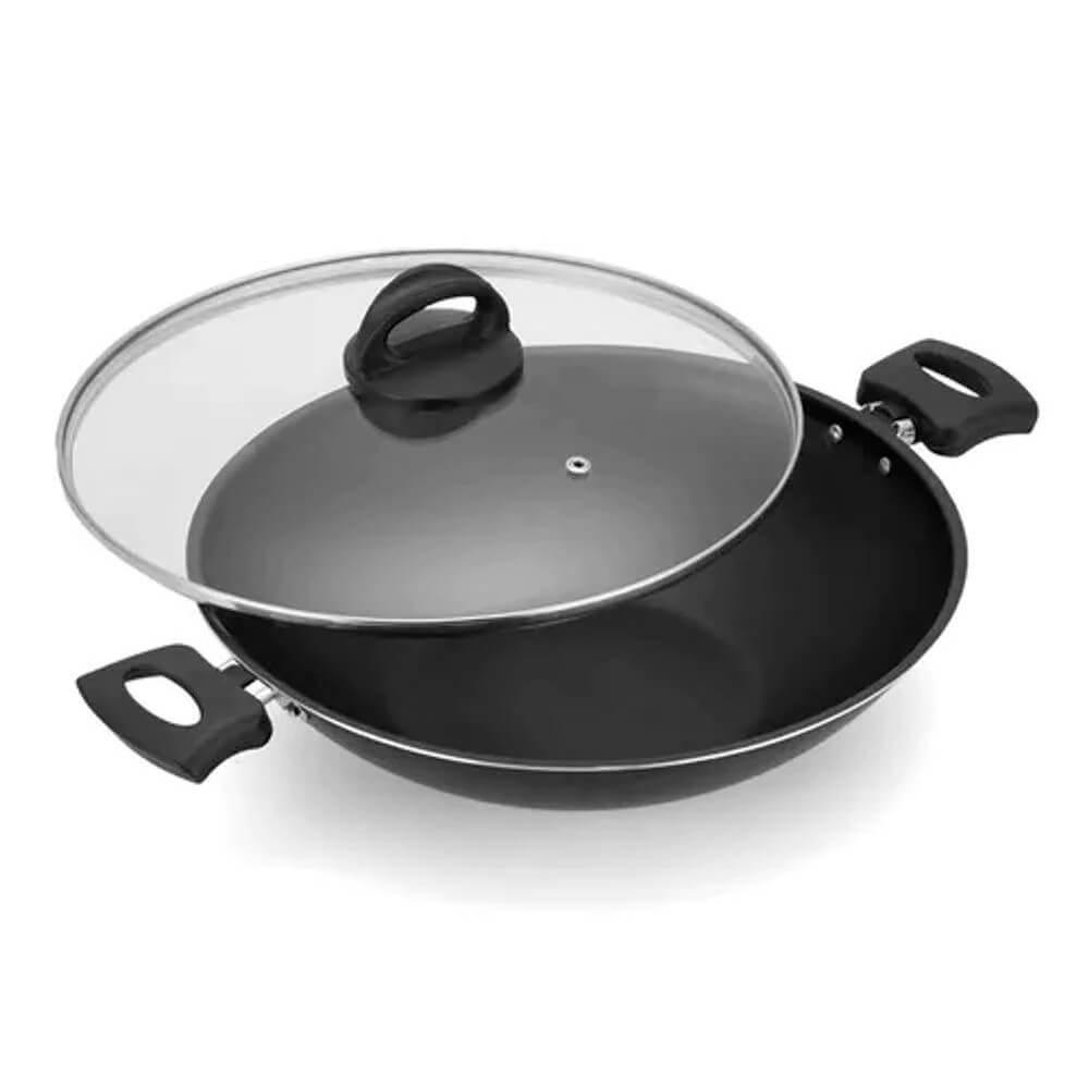 Panela Wok Antiaderente com Tampa