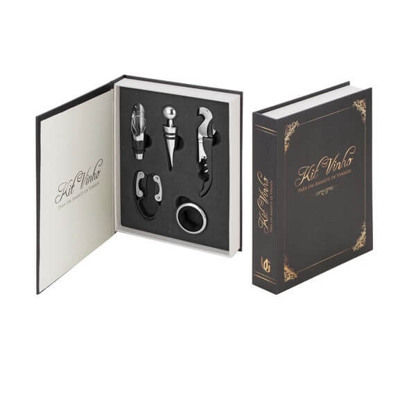 Kit Vinho em Forma de Livro - 05 Peças