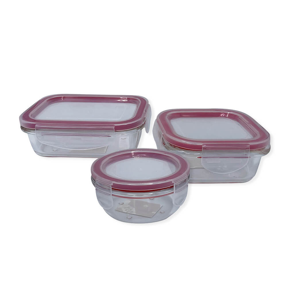 Kit 3 Potes de Vidro com Tampa Hermética