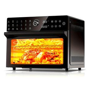 Combinado de Fritadeira a Ar Extra Grande de 32Qt & Forno Torradeira - 1800W, Configurações de Cozimento Duplo, Circulação de Ar Quente 360° para Refeições Mais Saudáveis, Pizza de 13", Mais, Prateleira Dupla 20-em-1, Porta Transparente, 7 Acessórios, Tec