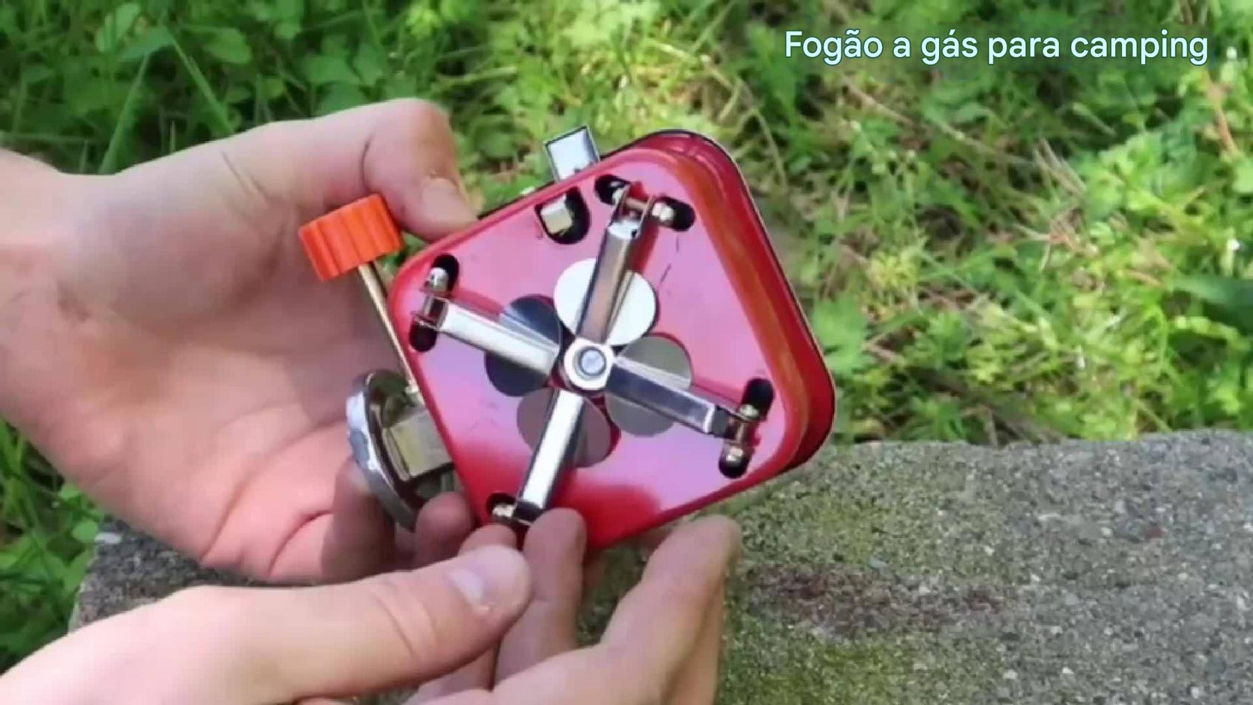 Fogão de Camping Portátil em Aço Inoxidável com Ignição Elétrica
