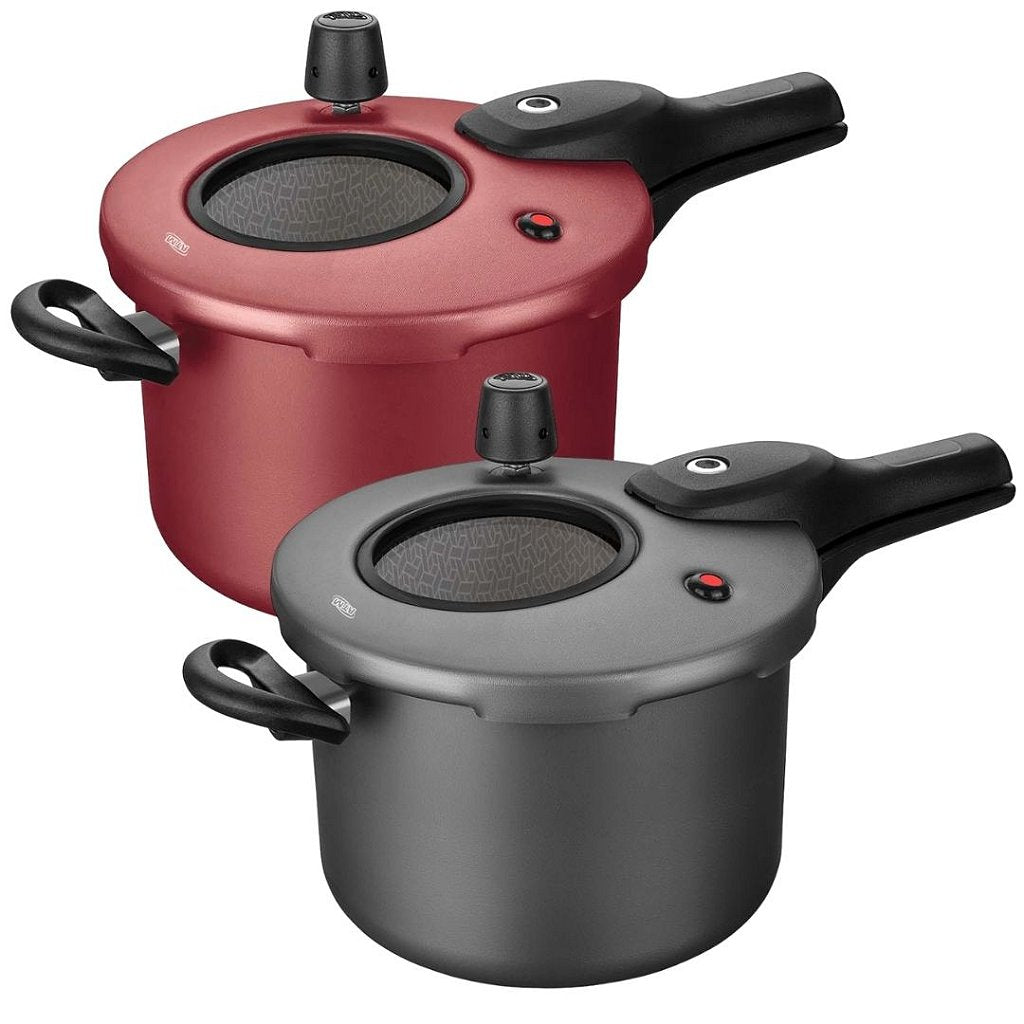 Panela de Pressão Antiaderente com Visor de Vidro MTA Revestimento Cerâmico 4,5L Fechamento Externo