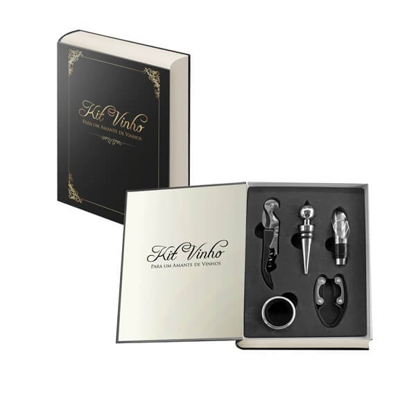 Kit Vinho em Forma de Livro - 05 Peças