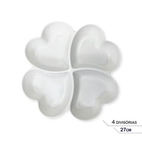 Petisqueira Coração 4 Divisórias - 27cm