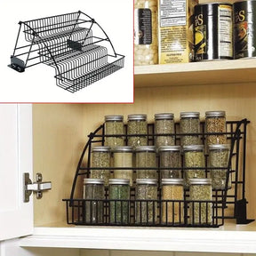 Organizador de Temperos Metálico Expansível com 3 Andares para Armários de Cozinha