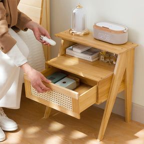 Mesa de Cabeceira Multifuncional de Bambu