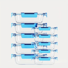 Conjunto Empilhável de 20 Recipientes para Alimentos em Vidro (10 Tampas + 10 Recipientes) - Preparação de Refeições e Despensa Multifuncional. com Tampas Herméticas, Seguro para Forno, Micro-ondas, Geladeira e Máquina de Lavar Louça. Design Durável que E