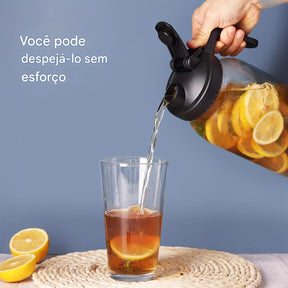 Conjunto TOMNK de 3 Peças com Jarra de Vidro para Chá ao Sol de 64oz, Jarro de Meio Galão com Tampa Hermética, Recipiente para Água e Leite para Geladeira, Frasco Mason de Boca Larga Resistente para Chá Gelado, Café Cold Brew