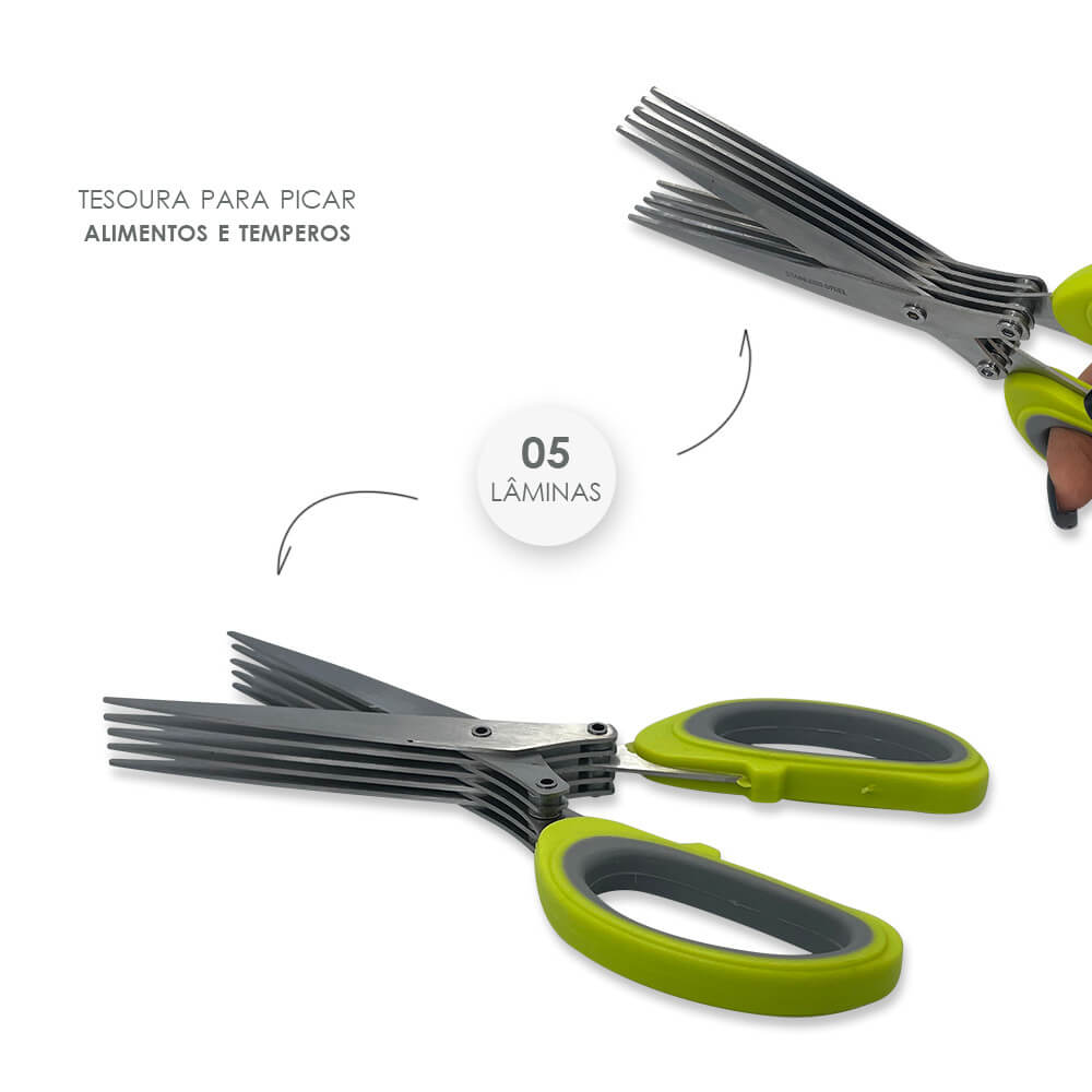 Tesoura com 5 Lâminas - Aço Inox