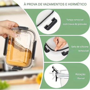 Kit 12 Potes Herméticos de Vidro