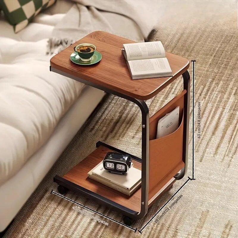 Mesa Lateral Elegante e Sofisticada com Rodas