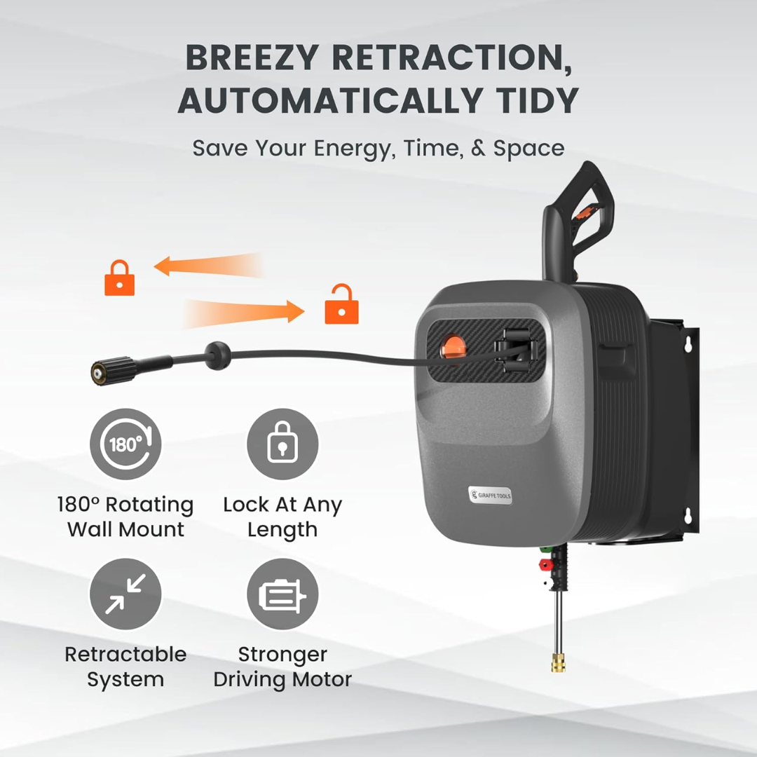 Lavadora Giraffe MaxClean 1800W com Mangueira Retrátil Pressão Máxima 2500 PSI + 4 Bicos