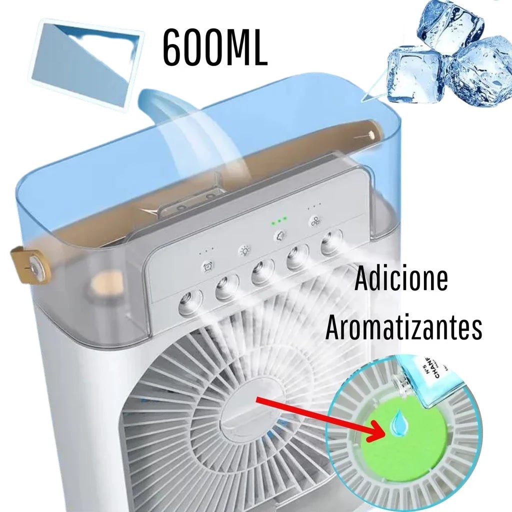TurboCool – Ventilador Umidificador Portátil Silencioso e Recarregável