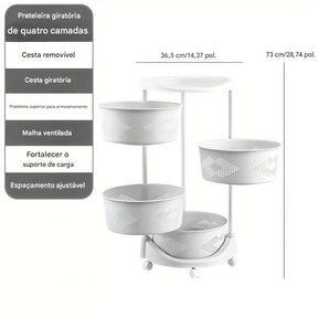 1pc Prateleiras E Prateleiras Para Transporte E Armazenamento De Alimentos Comerciais, Suporte De Armazenamento Circular Multicamadas Rotativo, Armazenamento Prático E Comercial De Vegetais E Frutas Com Rodas
