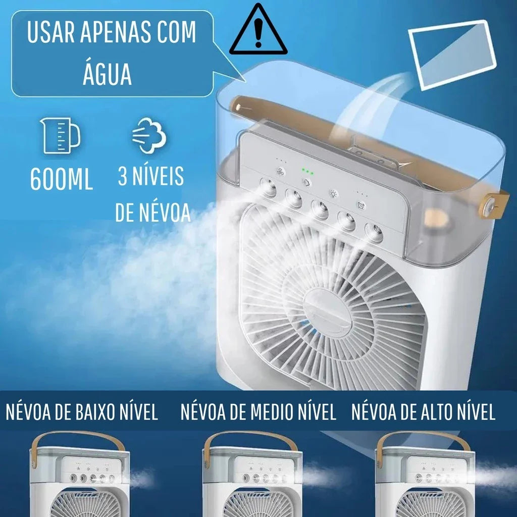 TurboCool – Ventilador Umidificador Portátil Silencioso e Recarregável