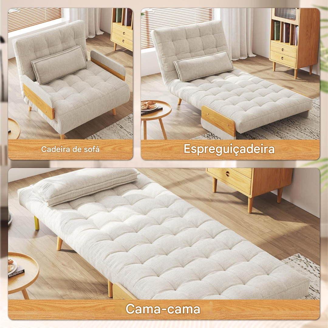 Sofá Cama Dobrável 3 em 1 - Estilo Cadeira Poltrona Reclinável e Cama