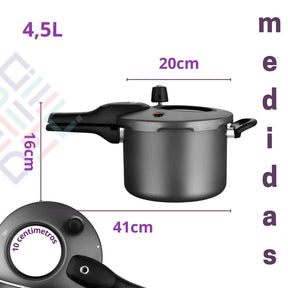 Panela de Pressão Antiaderente com Visor de Vidro MTA Revestimento Cerâmico 4,5L Fechamento Externo