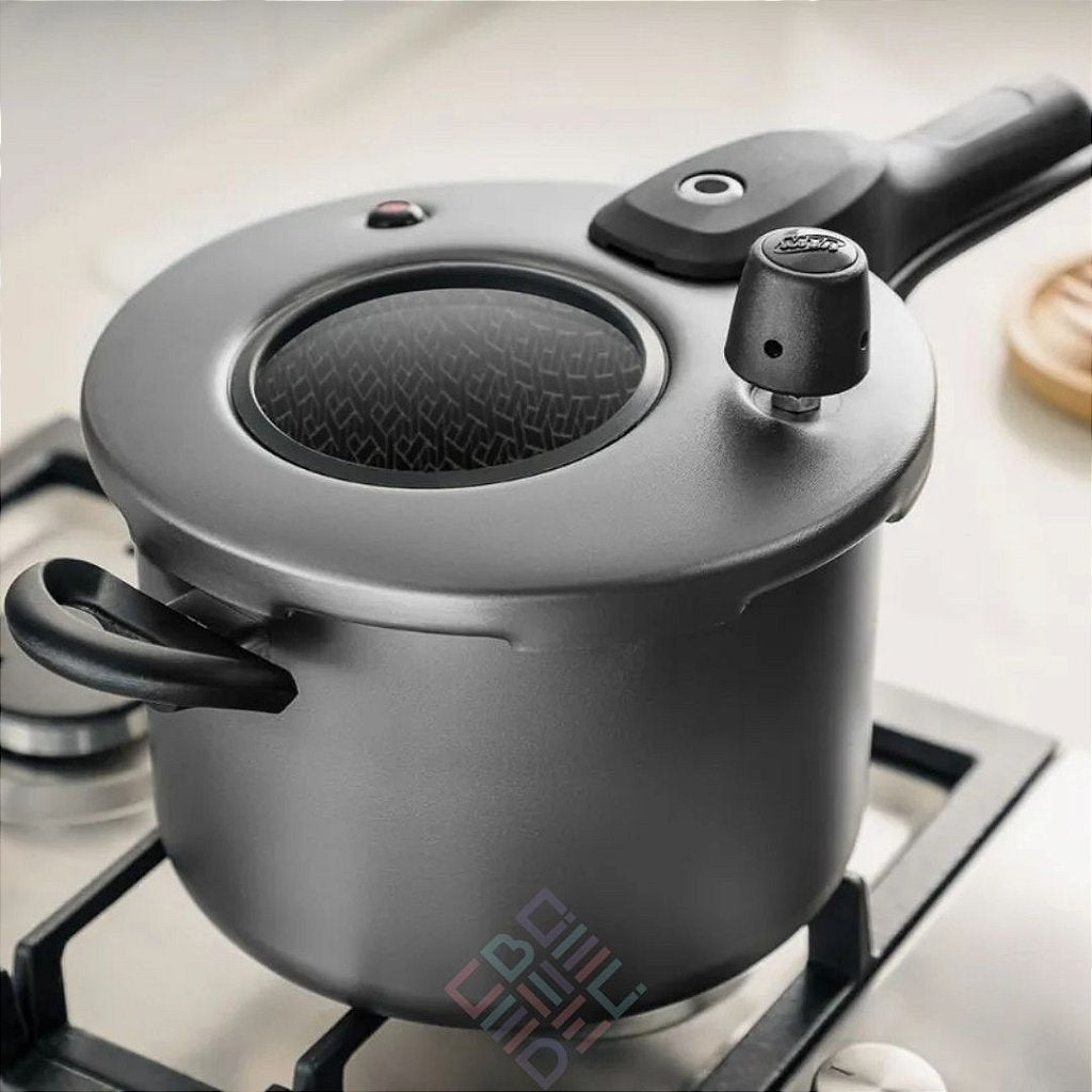 Panela de Pressão Antiaderente com Visor de Vidro MTA Revestimento Cerâmico 4,5L Fechamento Externo