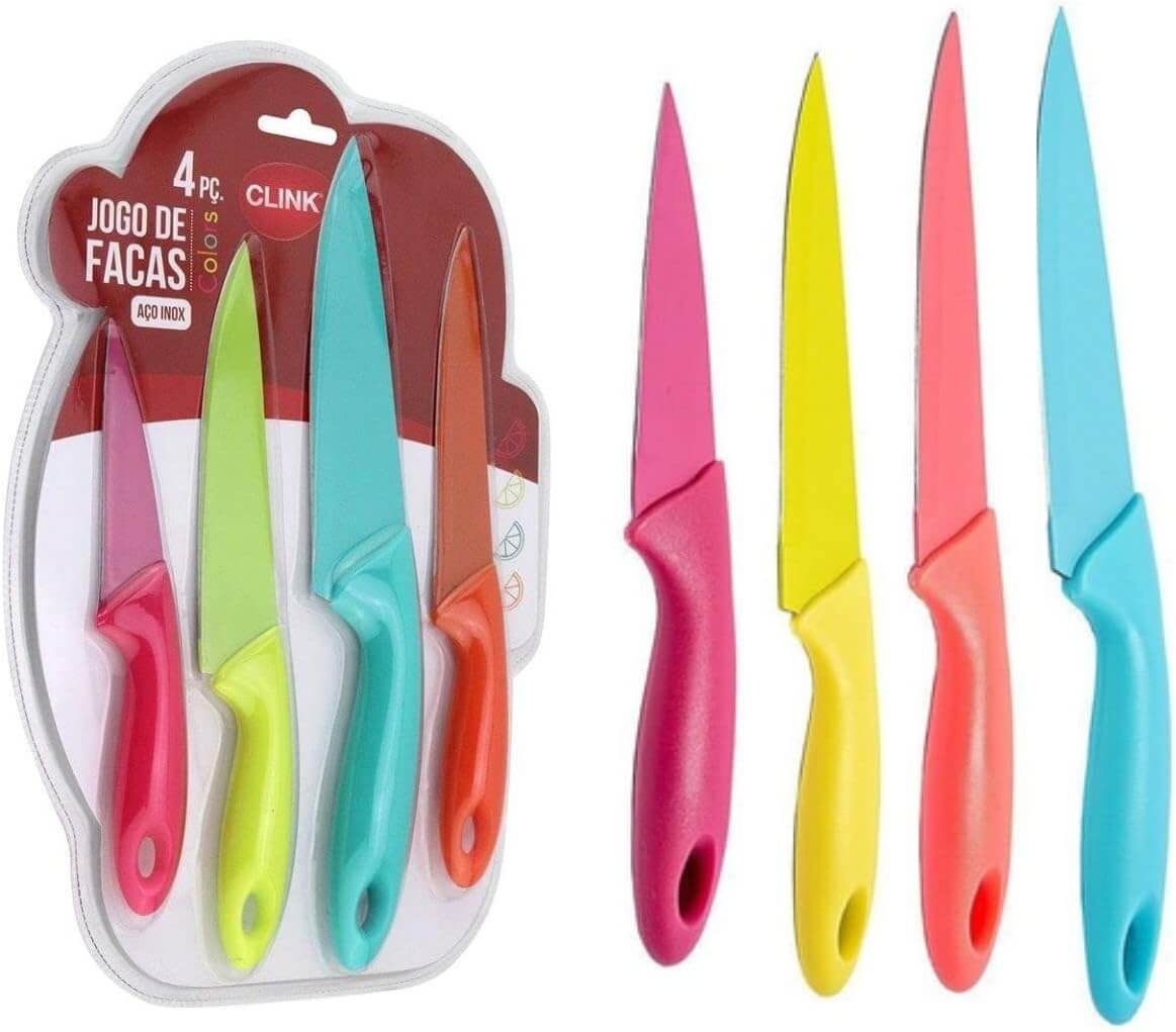 Jogo de Facas Coloridas - Kit com 4 Facas
