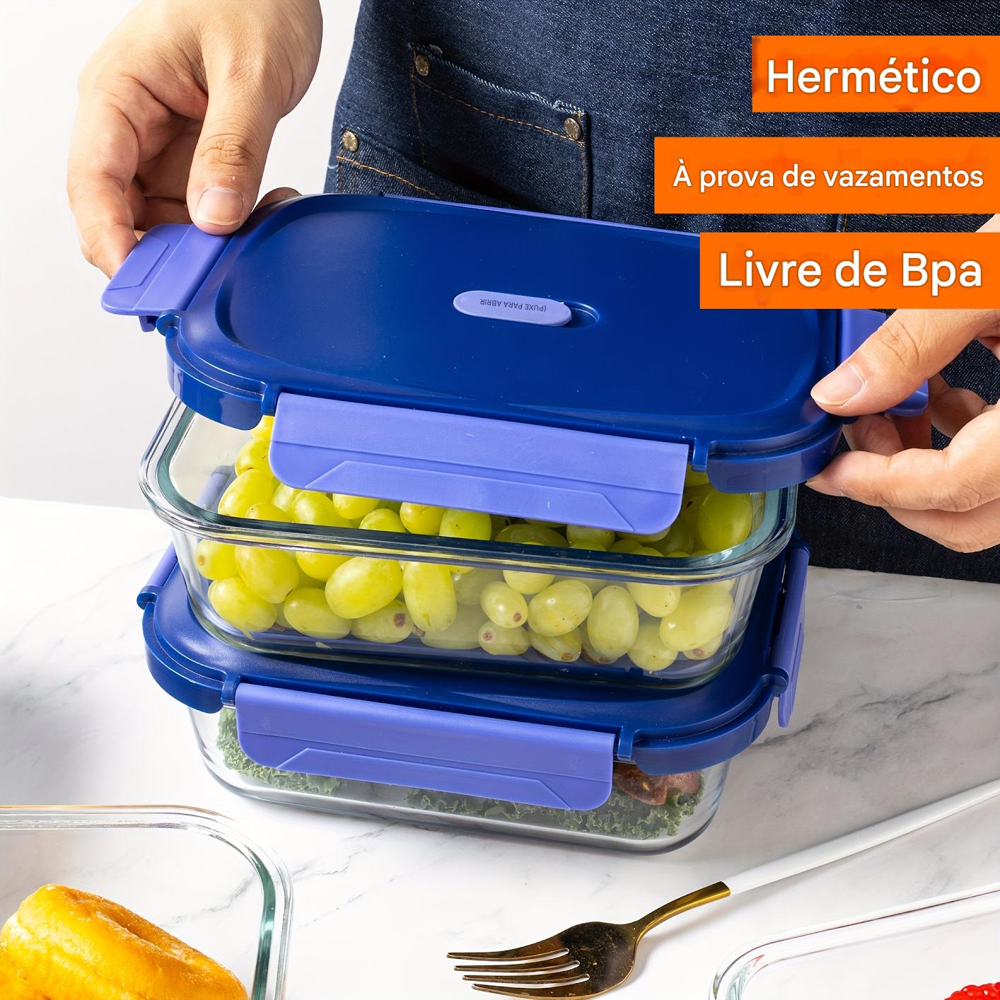 Conjunto de 24 Recipientes de Vidro Herméticos para Armazenamento de Alimentos, à Prova de Vazamentos, Livre de BPA, Seguros para Micro-ondas, Forno, Freezer e Lava-louças, Azul Escuro - 12 Recipientes & 12 Tampas para Preparação de Refeições e Almoço
