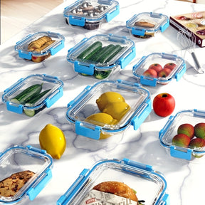 Conjunto Empilhável de 20 Recipientes para Alimentos em Vidro (10 Tampas + 10 Recipientes) - Preparação de Refeições e Despensa Multifuncional. com Tampas Herméticas, Seguro para Forno, Micro-ondas, Geladeira e Máquina de Lavar Louça. Design Durável que E