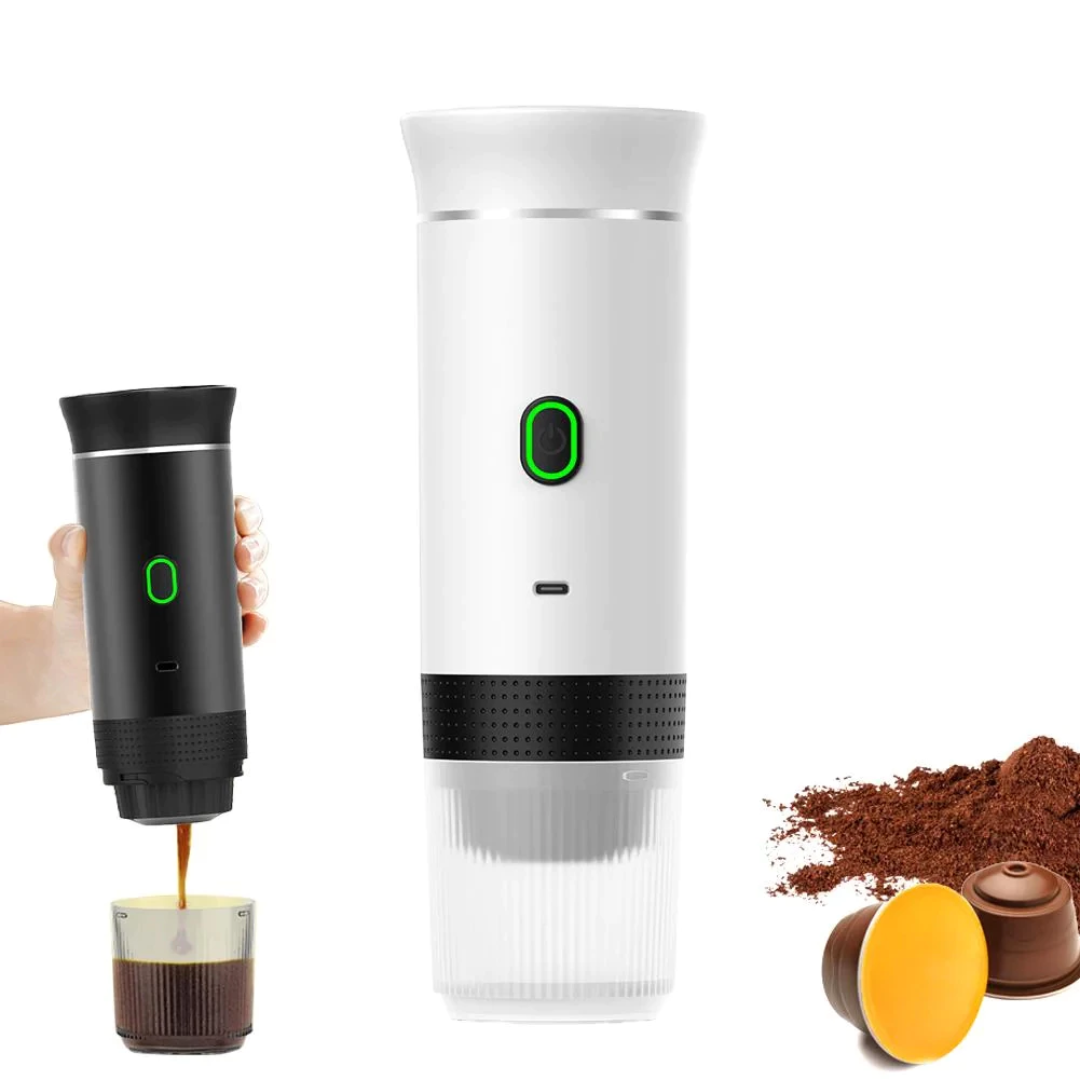 Máquina de Café Expresso Portátil 3 em 1 – Sem Fio, USB-C, 15 Bar, para Cápsulas e Pó