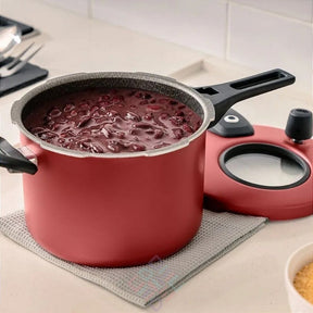 Panela de Pressão Antiaderente com Visor de Vidro MTA Revestimento Cerâmico 4,5L Fechamento Externo