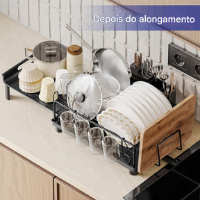 Escorredor de Pratos Grande Expansível para Bancada de Cozinha
