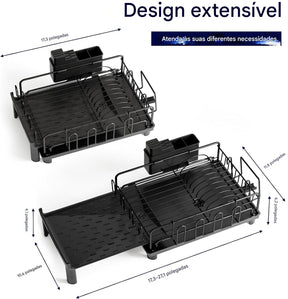 Escorredor de Pratos Grande Expansível para Bancada de Cozinha