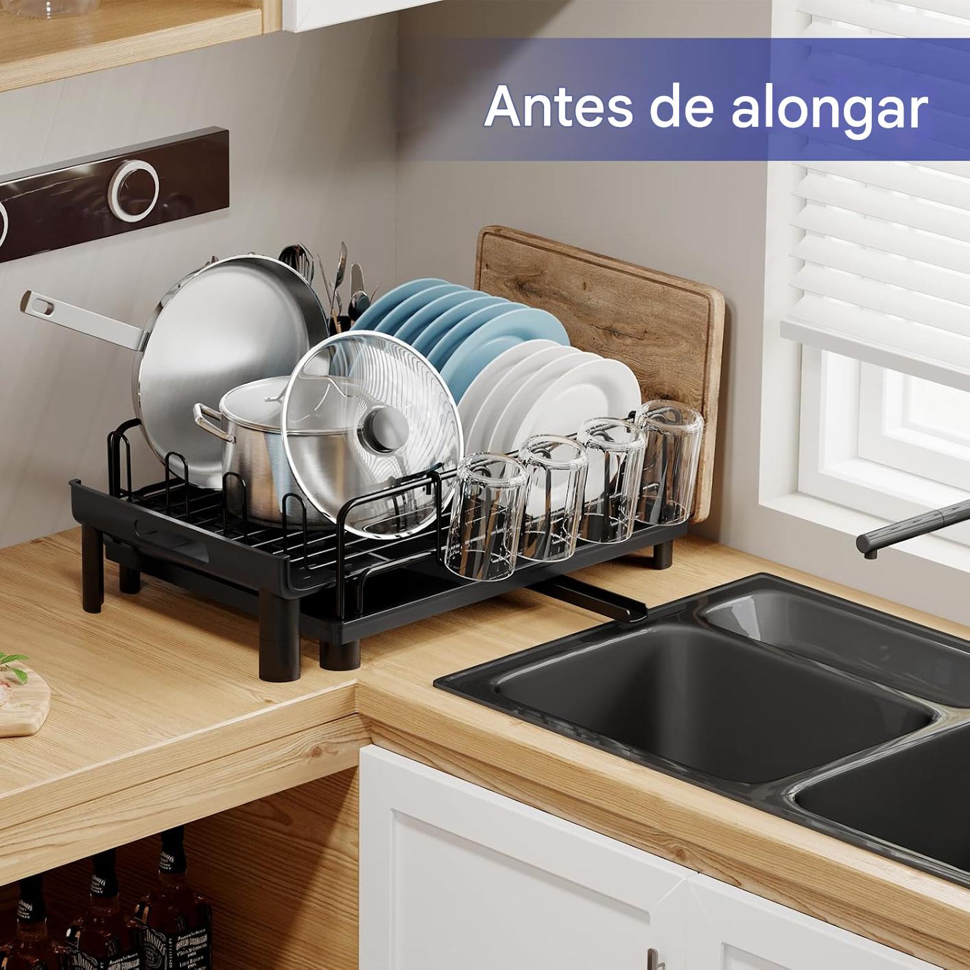 Escorredor de Pratos Grande Expansível para Bancada de Cozinha