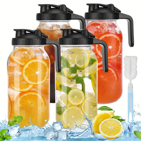 Conjunto TOMNK de 3 Peças com Jarra de Vidro para Chá ao Sol de 64oz, Jarro de Meio Galão com Tampa Hermética, Recipiente para Água e Leite para Geladeira, Frasco Mason de Boca Larga Resistente para Chá Gelado, Café Cold Brew