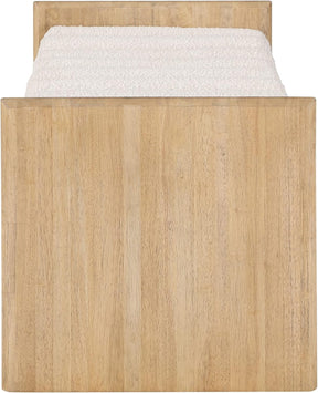 Meridian Furniture Waverly Collection Modern | Contemporary Bench with Solid Wood Rich Finish, Luxurious Boucle Fabric, 52" W x 19" D x 18" H, Cream