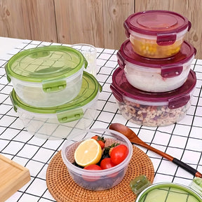 Conjunto de Recipientes para Armazenamento de Alimentos com Tampas para 4, Tigelas de Mistura de Plástico, Recipientes de Armazenamento Herméticos, Empilháveis, à Prova de Vazamentos e Reutilizáveis para Cozinha, Livres de BPA, Seguros para Micro-ondas, C