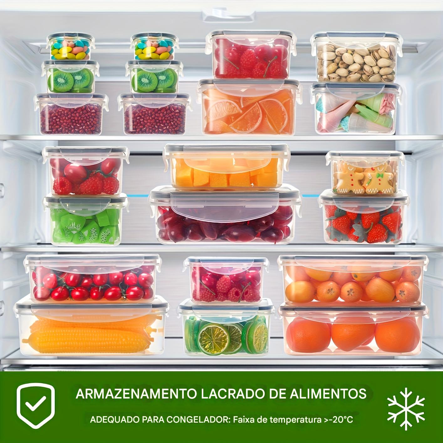 48 Peças de Caixas para Conservação (24 Tampa + 24 Recipientes), Reutilizáveis, Impermeáveis, Uso em Micro-ondas e Lava-louças, Ideal para Frutas, Legumes, Grãos de Café Seco, Açúcar, Restaurante, Cozinha, Transporte de Alimentos - Tubs