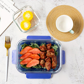 Conjunto de 24 Recipientes de Vidro Herméticos para Armazenamento de Alimentos, à Prova de Vazamentos, Livre de BPA, Seguros para Micro-ondas, Forno, Freezer e Lava-louças, Azul Escuro - 12 Recipientes & 12 Tampas para Preparação de Refeições e Almoço