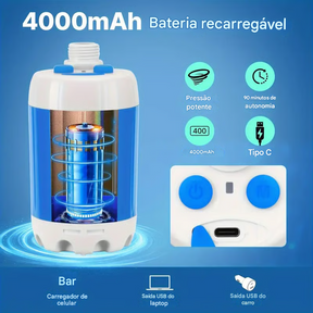 Chuveiro Elétrico Portátil para Acampamento ao Ar Livre