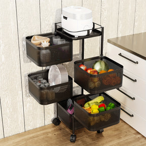 1pc Prateleiras E Prateleiras Para Transporte E Armazenamento De Alimentos Comerciais, Suporte De Armazenamento Circular Multicamadas Rotativo, Armazenamento Prático E Comercial De Vegetais E Frutas Com Rodas